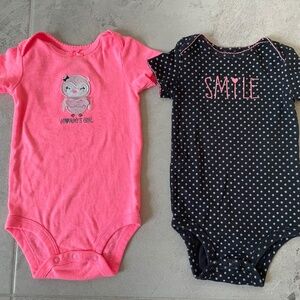 Baby Girl Short Sleeve Bodysuits Onesies Rompers 6-12M Carter’s EXC